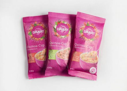 Ideal für unterwegs die schnellen Quinoa-Cups von Davert.