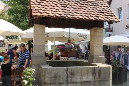Der Brunnen in der Fußgängerzone von Lauf.