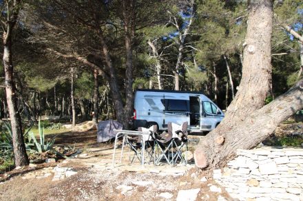 Unser idyllischer Stellplatz am Camping Tasalera